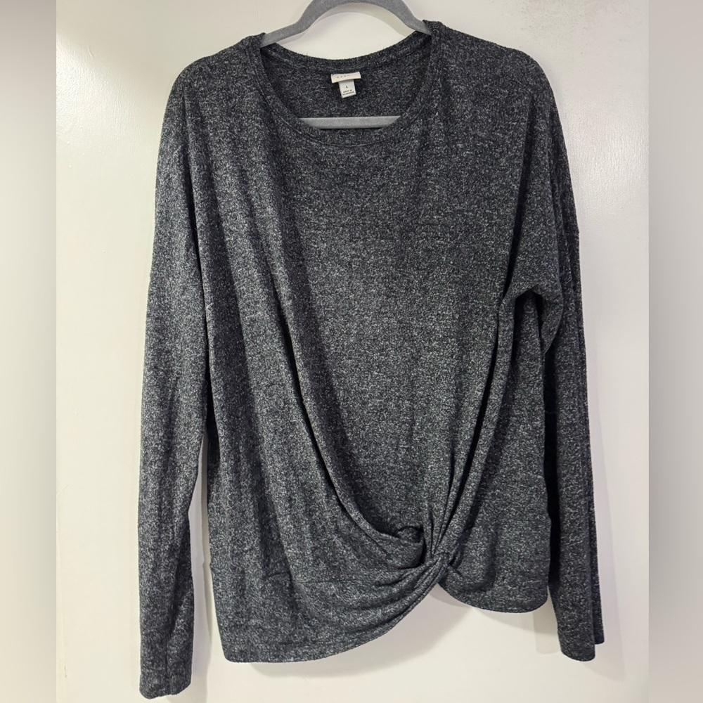 a new day Charcoal Long Sleeve Twist Front Top